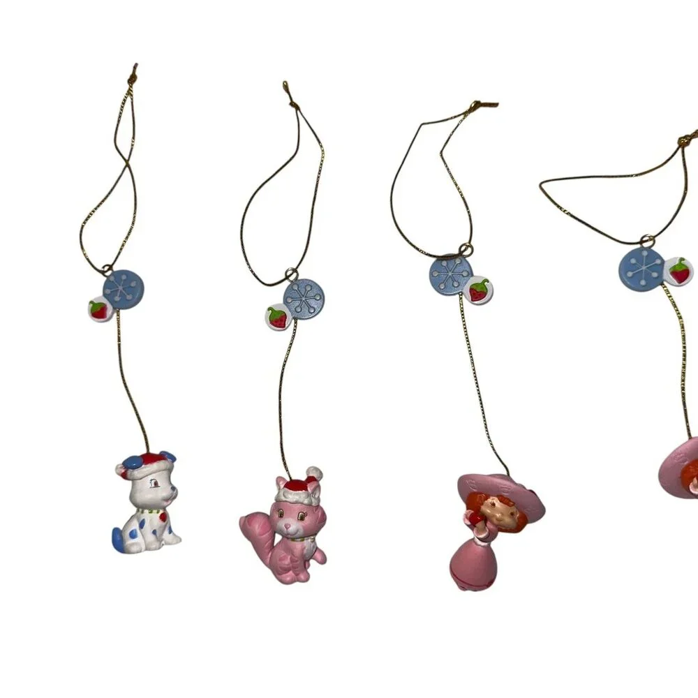 New Used Vintage Strawberry Shortcake Mini Christmas Ornaments Set 6 Holiday